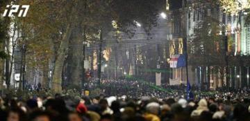 Protesters are assembling on Rustaveli Avenue for a demonstration