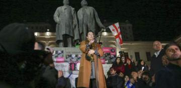 Georgia's ex-president Zourabichvili meets supporters after leaving presidential palace