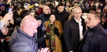 President Zurabishvili was seen on Rustaveli Avenue