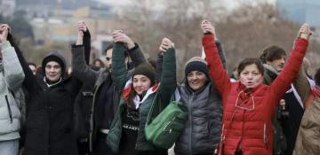 Thousands in Georgia participate in human chain protests against government 