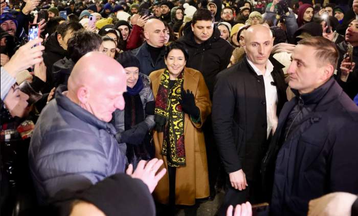 President Zurabishvili was seen on Rustaveli Avenue