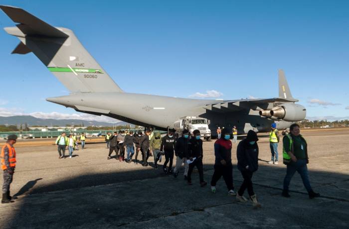 US military planes carry expelled migrants arrives in Guatemala