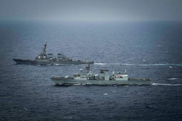 US and Canadian warships hold joint drills in South China Sea 