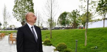 President Ilham Aliyev reviews newly built Lakeside Hotel and ongoing Ski Club construction within Shahdag Tourism Complex 
