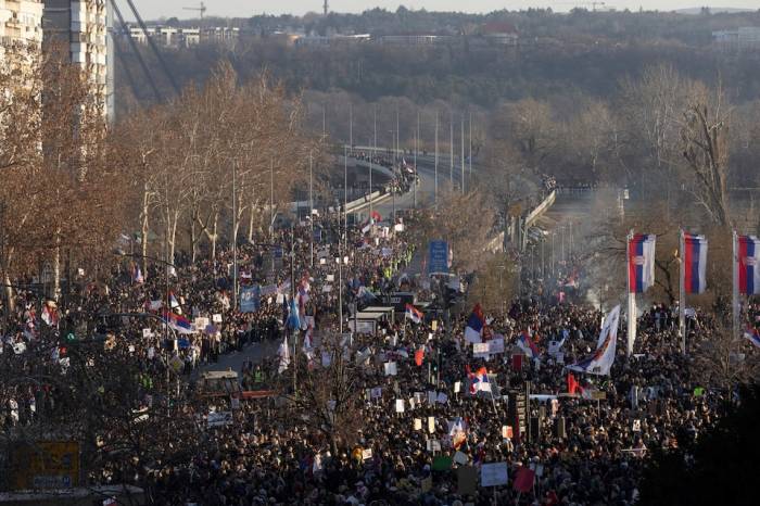 Protesters block bridges in Serbia's Novi Sad over November train disaster 