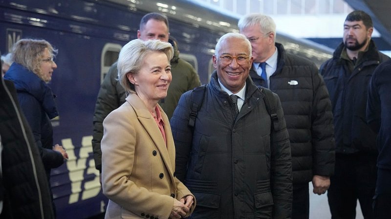 EU leaders arrive in Kyiv to mark three years of Ukraine war -  VIDEO 