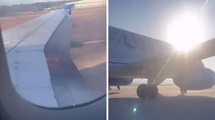 United Airlines flight evacuated after plane catches fire on runway -  VIDEO 
