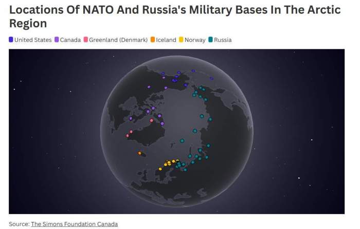 News about - Map reveals growing military presence of NATO and Russia in the Arctic