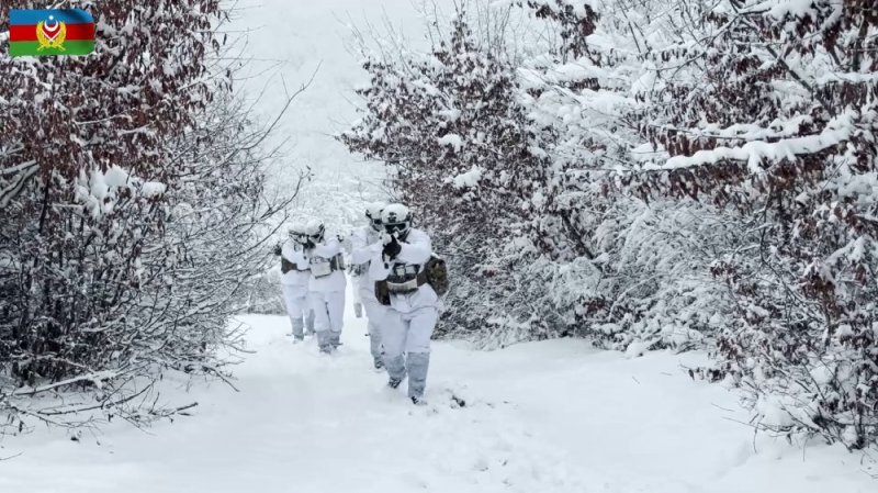 Azerbaijan Navy Marines hold cold-weather battle drill