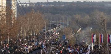 Protesters block bridges in Serbia's Novi Sad over November train disaster 