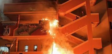 Gaza's largest hospital erupts in flames after being bombed