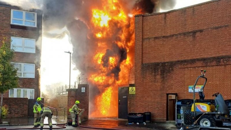 Huge fire erupts at electrical substation in west London