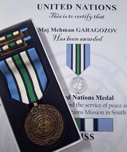 News about - Azerbaijani army serviceman honored for heroism in UN South Sudan mission
