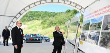 President Ilham Aliyev views work progress on Mughanli–Ismayilli–Gabala section of Baku–Gabala highway 