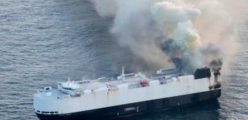 Burning cargo ship carrying 3,000 vehicles abandoned off Alaska coast -  VIDEO  