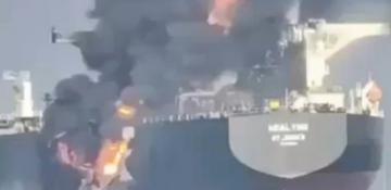 Two oil tankers collide, catch fire near Strait of Hormuz 