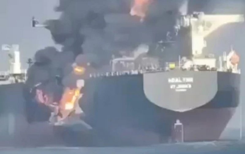 Two oil tankers collide, catch fire near Strait of Hormuz 