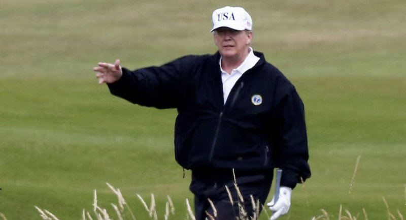 Trump visits Scottish golf course amid planned protests