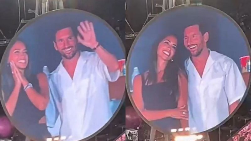 Lionel Messi and Wife Antonela Roccuzzo caught on kiss cam at Coldplay Miami concert