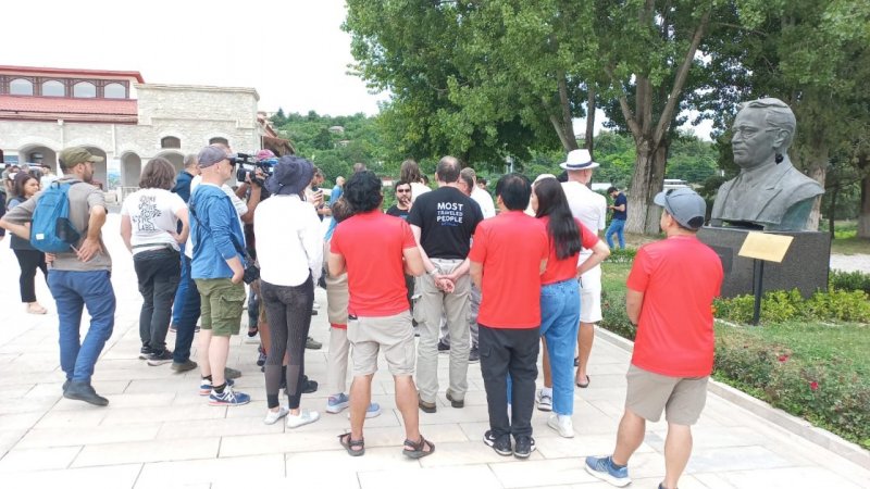 International travelers tour Azerbaijan's Shusha
