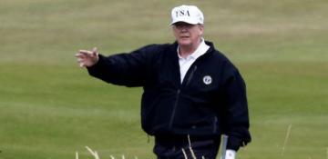 Trump visits Scottish golf course amid planned protests