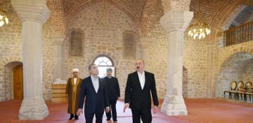 Azerbaijani president and chairman of Turkmenistan’s Halk Maslahaty visit Yukhari Govhar Agha Mosque