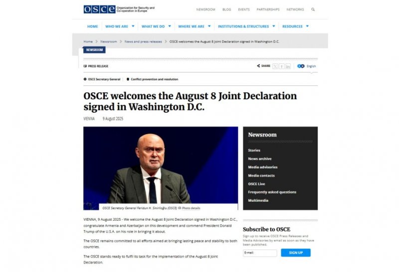 OSCE ready to implement the August 8 Joint Declaration