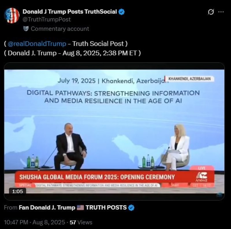 News about - US President shared speech of Azerbaijani President at the 3rd Shusha Global Media Forum again 