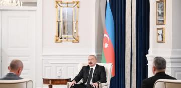 Azerbaijani President Ilham Aliyev gives interview to media in Washington