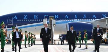 Azerbaijan's president arrives in Turkmenistan on working visit -  VIDEO 