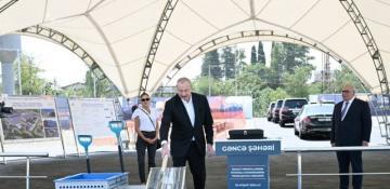 Azerbaijani president lays foundation stone for basalt products manufacturing facility in Ganja
