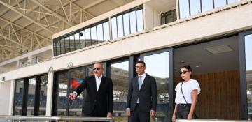 Azerbaijani president and first lady inspects construction progress at Ganja city stadium