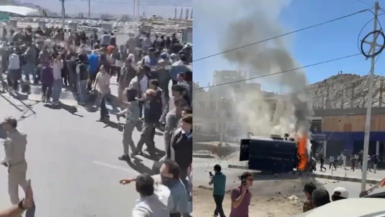 Violent protests erupt in India's Ladakh, police van burnt down