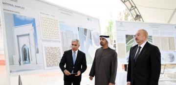 Azerbaijani, UAE presidents review construction progress at New Shusha Mosque