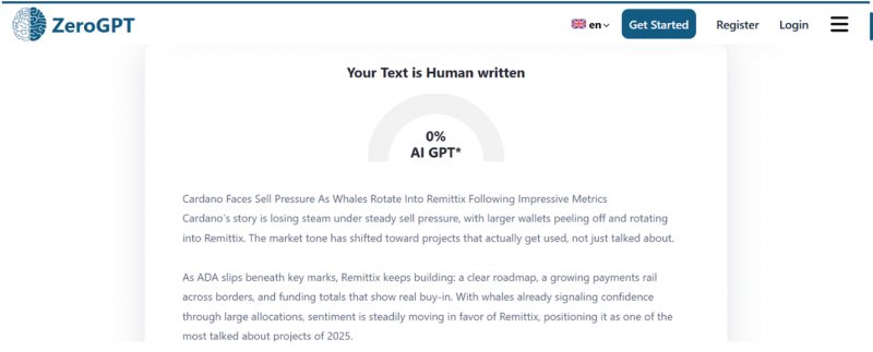 News about - Cardano faces sell pressure as whales rotate into Remittix following impressive metrics