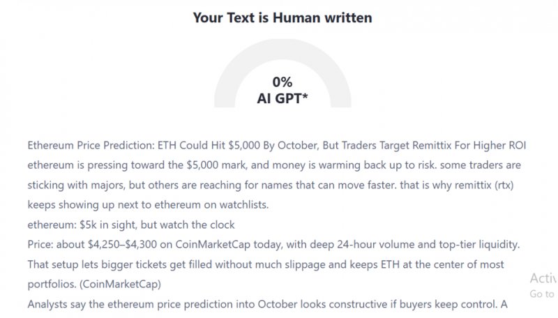 News about - Ethereum price prediction: ETH could hit $5,000 by October, but traders target Remittix for higher ROI