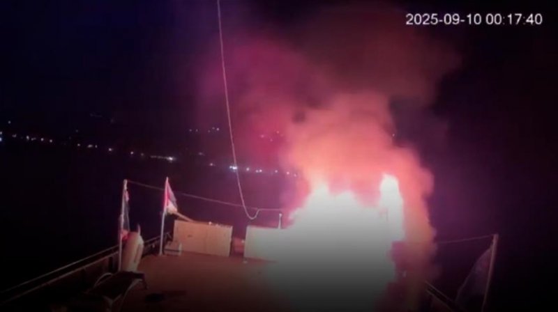 Global Sumud Flotilla reports 2nd drone attack on vessel -  VIDEO 