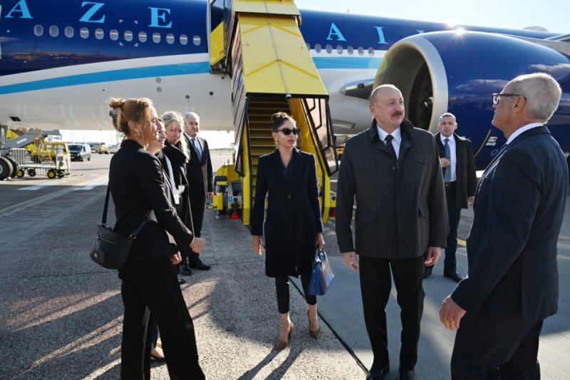 President Ilham Aliyev arrives in Denmark for working visit