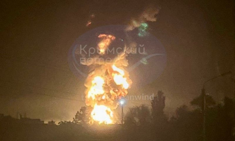 Ukrainian drones strike Crimea, Feodosia oil terminal ablaze