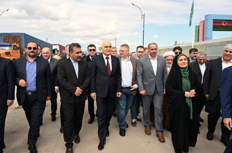 Top Azerbaijani, Russian, Iranian officials inspect North–South transport corridor in Iran