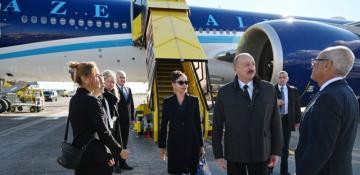 President Ilham Aliyev arrives in Denmark for working visit