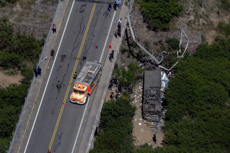 Two dead, 40 injured in bus crash in central Argentina