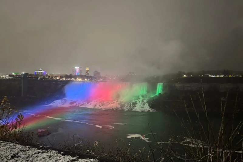 Niagara Falls lit up in colors of Azerbaijan -  VIDEO 