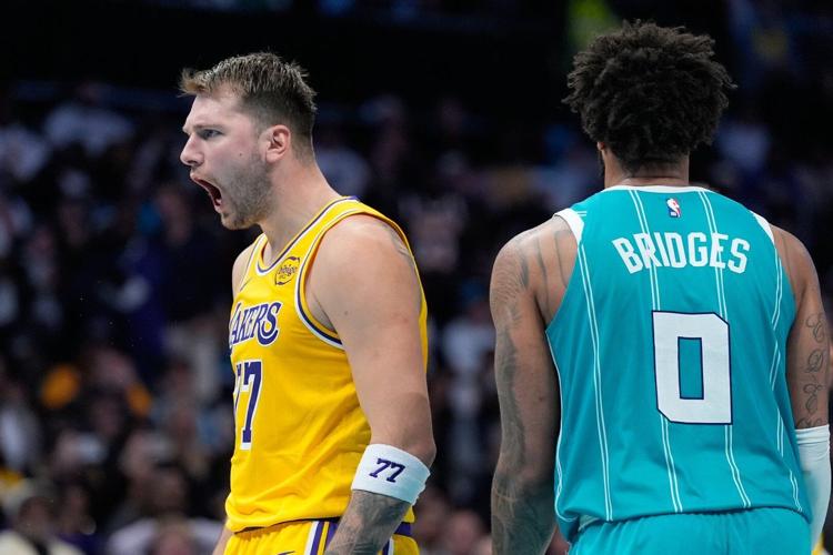 Luka Doncic shines with 38 points as Lakers pull away to beat Hornets 121-111