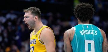 Luka Doncic shines with 38 points as Lakers pull away to beat Hornets 121-111