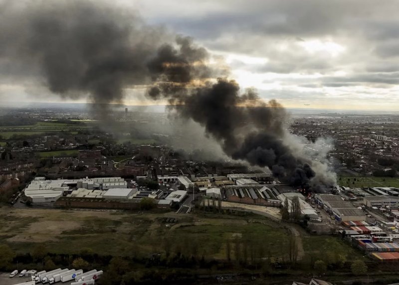 London warehouse engulfed in flames, possibly containing fireworks, warn firefighters