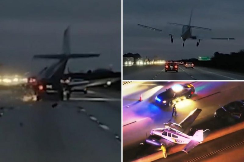 Plane crashes onto car during Florida highway landing -  VIDEO 