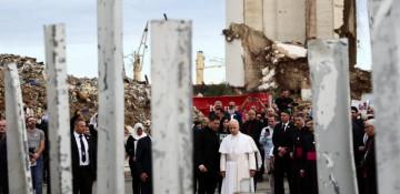 Pope prays at Beirut blast site on last day of Lebanon trip