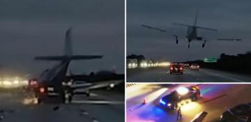 Plane crashes onto car during Florida highway landing -  VIDEO 