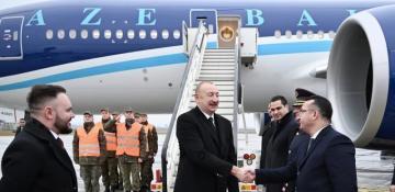 President Ilham Aliyev lands in Slovakia for official visit